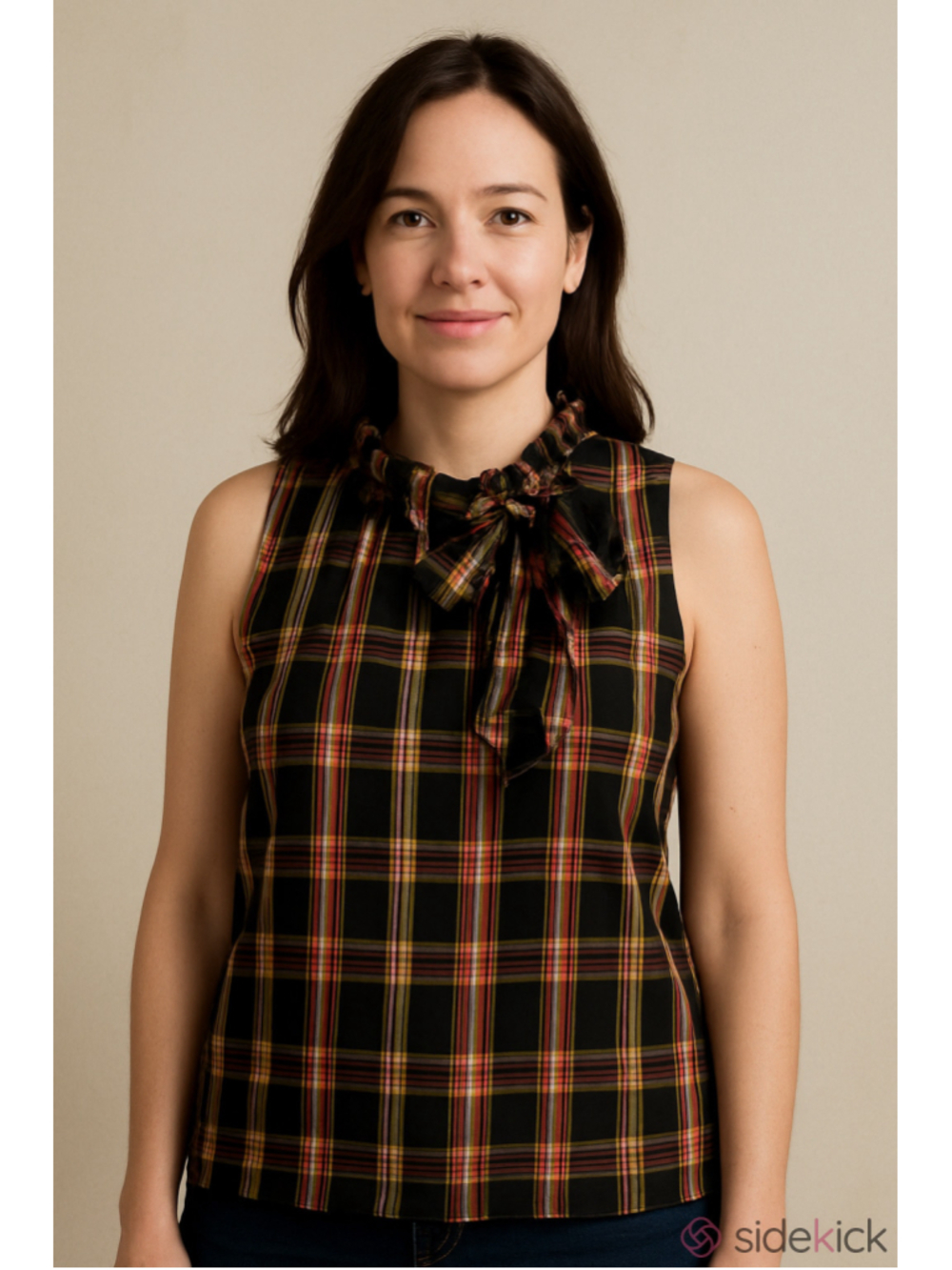 Women's Talbots Plaid Sleeveless Blouse, Size S, Black and Red